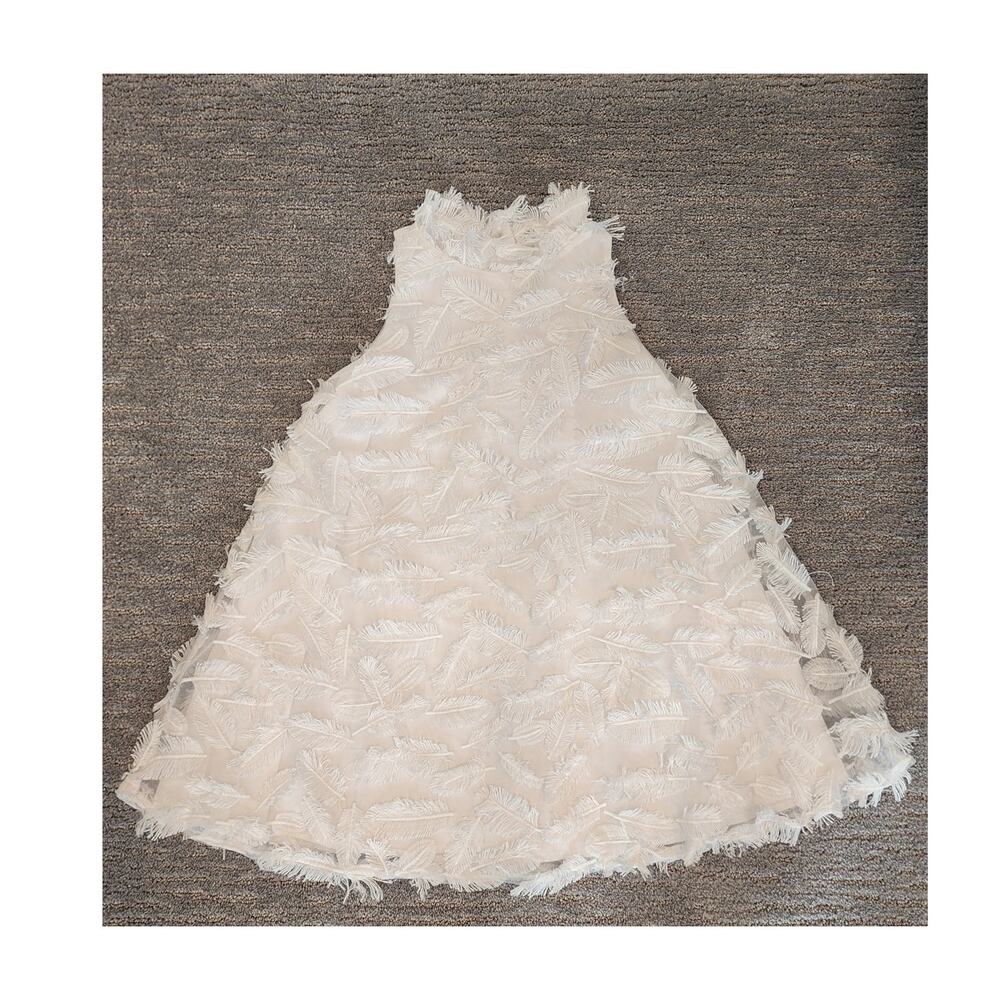 Janie and Jack Girls White Feather Dress Sz 6